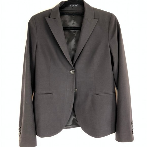 Theory Classic Two Button Black Wool Jacket